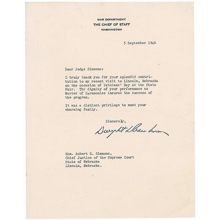 Lot #28 Dwight D. Eisenhower Typed Letter Signed