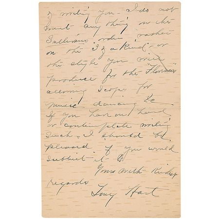 Lot #1082 Tony Hart: “I shall have to take to starring, to keep from starving I suppose, however I go it alone, or rather with my wife—alone so far as male partnership is concerned” - Image 2