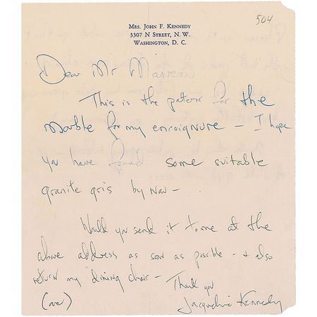 Lot #62 Jacqueline Kennedy Handwritten Letter Signed - Image 1