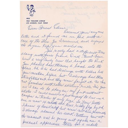 Lot #1132 Three Stooges: Moe Howard Typed Letter Signed - Image 1