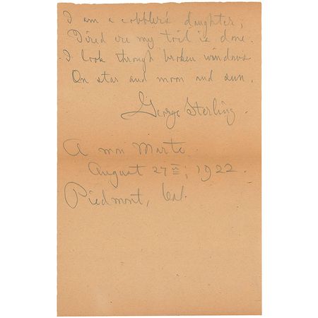 Lot #658 George Sterling: Sterling pens a mystical poem - Image 2