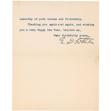 Lot #348 Supreme Court: Edward Douglass White: White humbly accepts congratulations upon his appointment as Chief Justice - Image 2