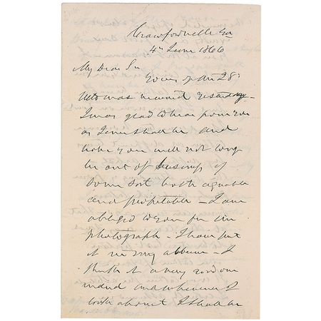Lot #338 Alexander Stephens: “The one standing is from Brady Imperial taken some ten years ago—that at the time was said to be the best picture ever taken of me—it was taken in the attitude I usually assumed in addressing the House” - Image 1
