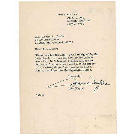 Lot #1136 John Wayne: Massive Wayne scrapbook, including five letters from the Duke himself - Image 1
