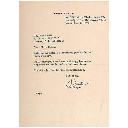 Lot #1136 John Wayne: Massive Wayne scrapbook, including five letters from the Duke himself - Image 2