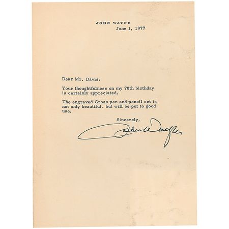Lot #1136 John Wayne: Massive Wayne scrapbook, including five letters from the Duke himself - Image 5