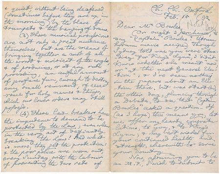 Lot #570 Charles L. Dodgson: The renowned author derides his noisy Salvationist neighbors: ?These musical processions are not only a great nuisance themselves, but are the means of bringing together a mob of all the worst and noisiest?? - Image 1