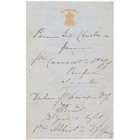 Lot #302 Queen Victoria: Victoria makes seating plans for a royal dinner - Image 1