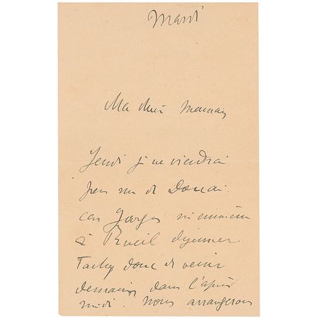 Lot #661 Henri de Toulouse-Lautrec: Dependent on his mother’s help, the struggling alcoholic continues to produce work: “I have an appointment at the printer on Friday, can you give me lunch, even meager?” - Image 1