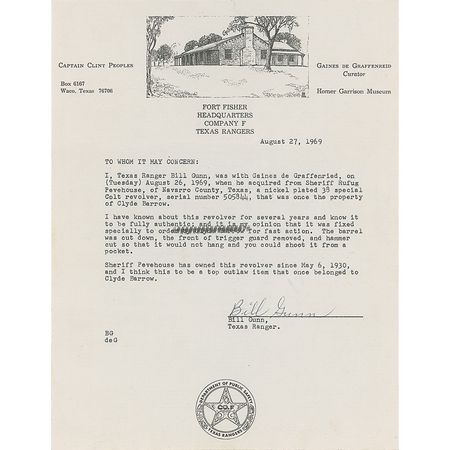 Lot #22  Clyde Barrow Colt Army Special .38 Revolver - Image 7