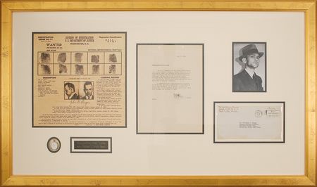 Lot #85 John Dillinger Hair and Melvin Purvis Signed Memorandum Display - Image 1