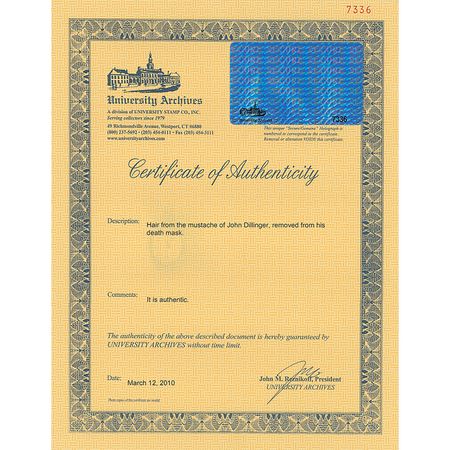 Lot #85 John Dillinger Hair and Melvin Purvis Signed Memorandum Display - Image 6
