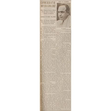 Lot #104 Al Capone Newspaper - Image 1