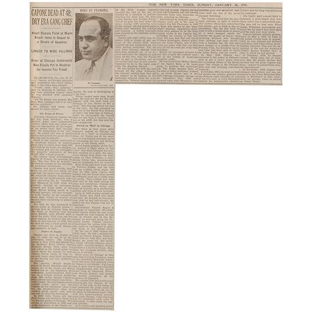Lot #104 Al Capone Newspaper - Image 4