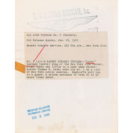 Lot #113 Lucky Luciano Photo - Image 2