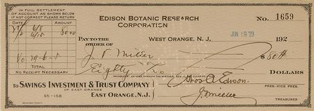 Lot #221 Thomas Edison Check - Image 2