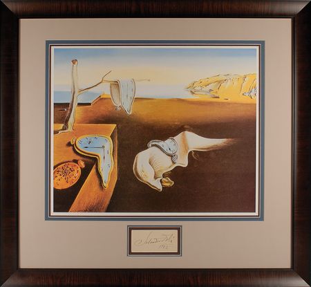 Lot #606 Salvador Dali: An enormous Persistence of Memory framed with the surrealist?s signature - Image 1