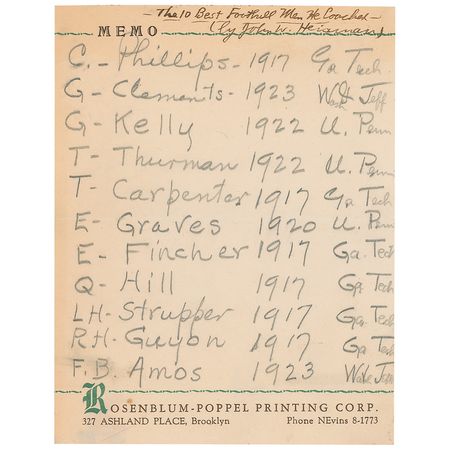 Lot #1391 John Heisman: Heisman describes the greatest players he ever saw: one as fine and hard a tackler as football has known, another much larger and more powerful, and a halfback so small his work stood out…brilliant as an open field runner - Image 2