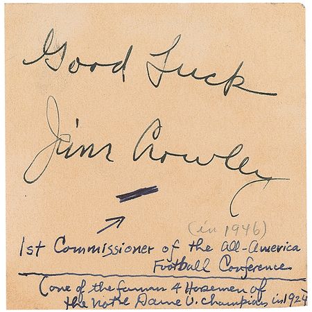 Lot #1388 Four Horsemen: Crowley and Stuhldreher Group Lot - Image 2