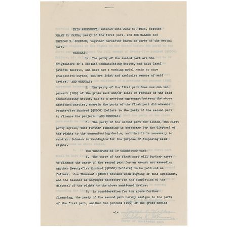 Lot #1078 Frank Capra: Capra invests in the invention of a cryptographic communicator - Image 1
