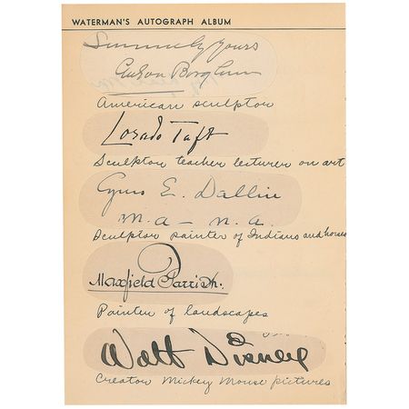 Lot #383 Waterman?s Autograph Book: Superb Waterman?s album with over 100 signatures including Earhart, Disney, Cobb, Mack, Jones, and Kipling - Image 2