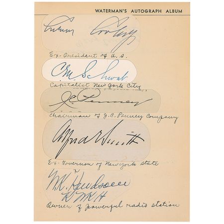 Lot #383 Waterman?s Autograph Book: Superb Waterman?s album with over 100 signatures including Earhart, Disney, Cobb, Mack, Jones, and Kipling - Image 6