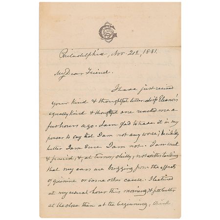 Lot #249 Samuel D. Gross Handwritten Letter Signed - Image 1