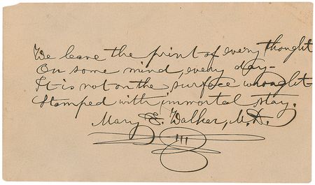 Lot #398 Women's Rights: Mary E. Walker Signed Quote - Image 1