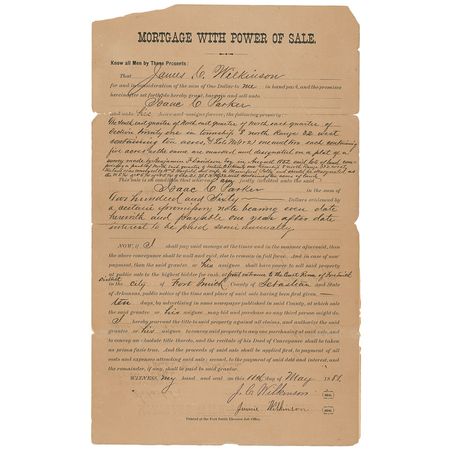 Lot #318 Isaac C. Parker: Scarce legal document from the ?Hanging Judge? - Image 1