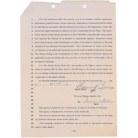 Lot #1076 Fanny Brice Signed Document - Image 2