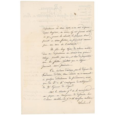 Lot #312 Napoleon: Napoleon searches for soldiers for the Russian campaign of 1812: “14,023 are still to be pursued…but most of those draft dodgers are either dead or have disappeared long ago” - Image 2