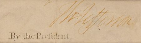 Lot #76 Thomas Jefferson: Jefferson signs as president - Image 2