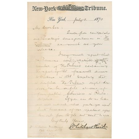 Lot #337 Whitelaw Reid Signed Letter - Image 1