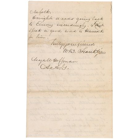 Lot #436 William B. Franklin: Franklin defends his actions in the field: ?The disaster was magnified by the presence of the train, but that presence was due to Banks or Lee or both? - Image 4