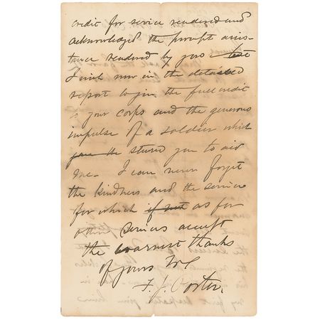 Lot #471 Fitz John Porter: Porter seeks to commend Sickles for his actions at Malvern Hill in the Seven Days Battle - Image 2