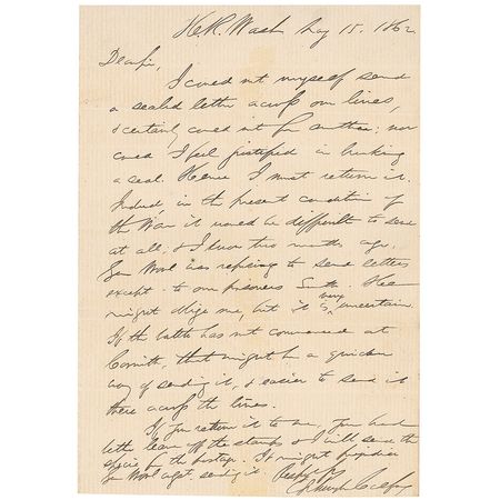 Lot #191 Schuyler Colfax: Congressman Colfax is skeptical about sending mail south: ?Gen. Wool was refusing to send letters except to our prisoners? - Image 1