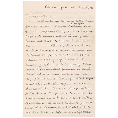 Lot #219 Frederick Douglass: Remarkable reminiscence of a fallen abolitionist, Douglass recalls ?a devoted friend of the slave in the darkest hour of their cause? - Image 1