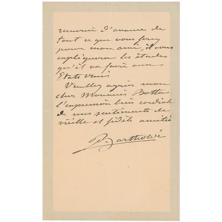Lot #566 Frederic-Auguste Bartholdi Handwritten Letter Signed - Image 2