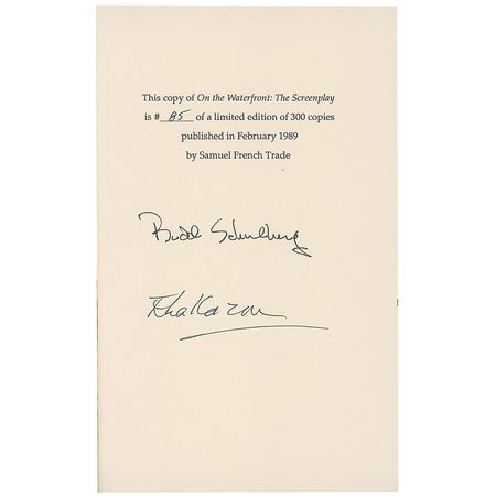 Lot #1352 On the Waterfront: Kazan and Schulberg Book - Image 1