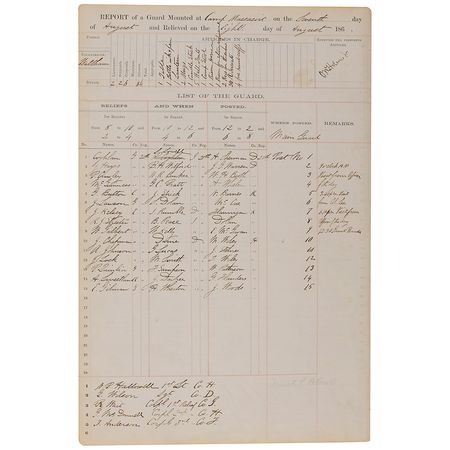 Lot #264 Oliver Wendell Holmes, Jr: Holmes keeps watch over imprisoned drunken, disobedient, and insubordinate Union soldiers - Image 1