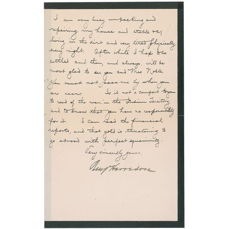 Lot #60 Benjamin Harrison: Four weeks after leaving office, Harrison takes comfort in not having to deal with the nation’s problems - Image 2