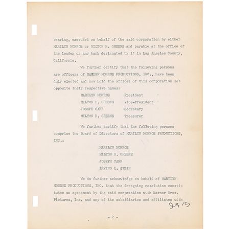 Lot #1133 Marilyn Monroe: Marilyn acquires the rights for The Sleeping Princess?what would become The Prince and The Showgirl - Image 2