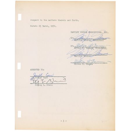 Lot #1133 Marilyn Monroe: Marilyn acquires the rights for The Sleeping Princess?what would become The Prince and The Showgirl - Image 3