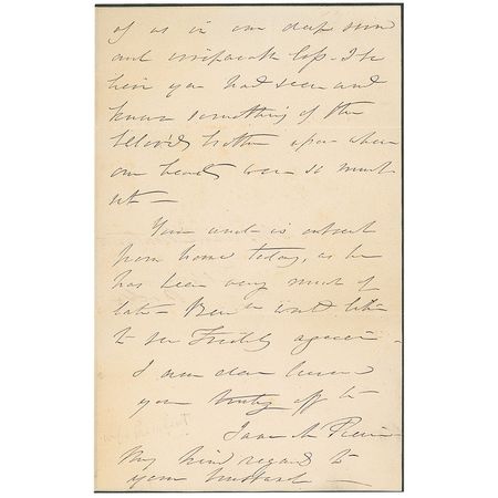Lot #105 Jane Pierce: Scarce Jane Pierce letter mentioning her last surviving son - Image 3