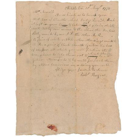 Lot #341 Robert Rogers: The formerly renowned French and Indian War leader prepares to join the British forces, heading to Canada to build the King?s Rangers - Image 1