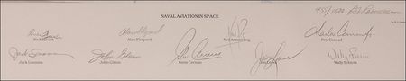 Lot #546 Naval Aviation in Space: Difficult-to-find print signed by nine space pioneers, including Armstrong - Image 2