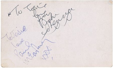 Lot #838 Beatles: Lennon and McCartney: 1962 Parlophone card signed at the historic Cavern Club - Image 1