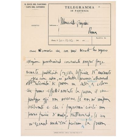 Lot #262 Benito Mussolini - Image 1