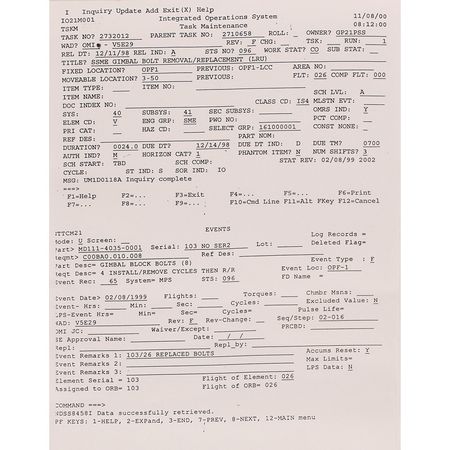 Lot #648 Shuttle Gimbal Bolt - Image 3