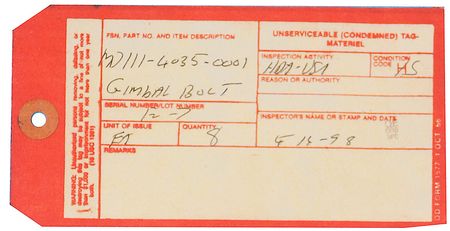 Lot #648 Shuttle Gimbal Bolt - Image 4